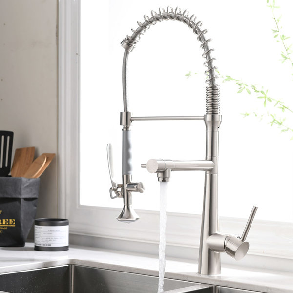 LIYONG Stainless Steel Pull Down Single Handle Kitchen Faucet with